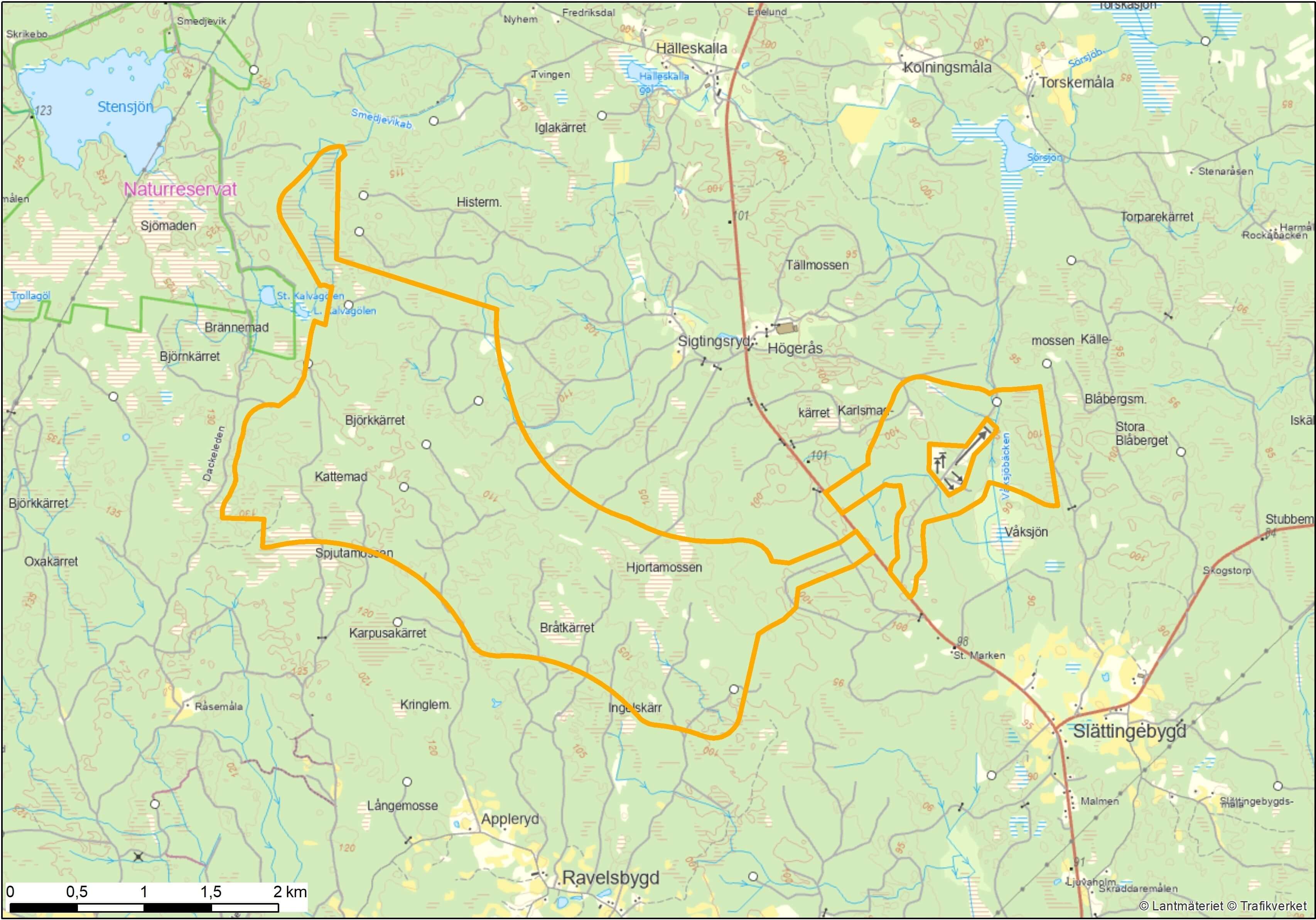 Projektområde för Björkkärret Hybridpark